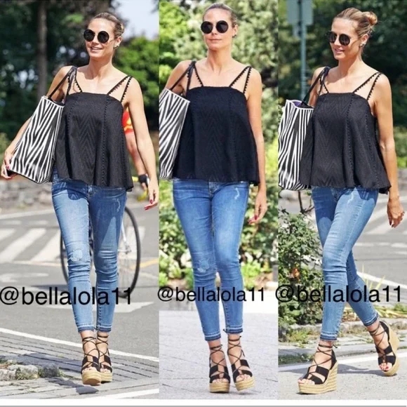 AUTHENTIC YSL BLACK ESPADRILLE WEDGES - Picture 2 of 12